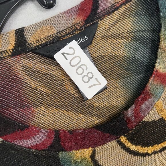 Ali Miles Tunic Sweater Womens XS Red Blue yellow Floral Abstract Art Eclectic - Picture 13 of 13